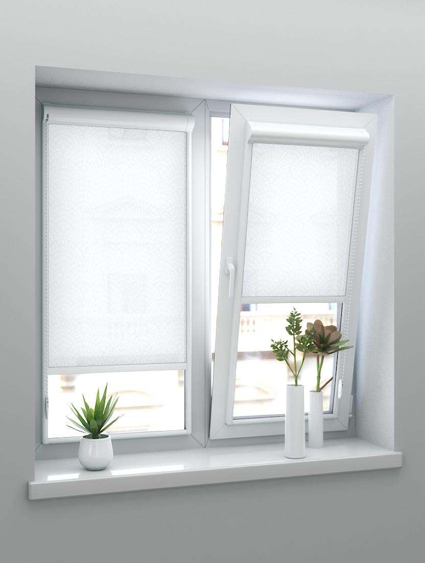 Рулонные шторы UNI-2 с пружиной АЖУР 0225 белый, 220 см