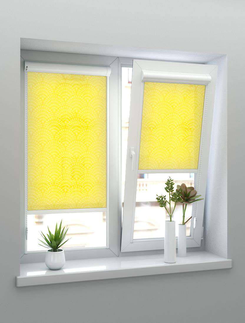 Рулонные шторы UNI-2 с пружиной АЖУР 3465 желтый, 220 см