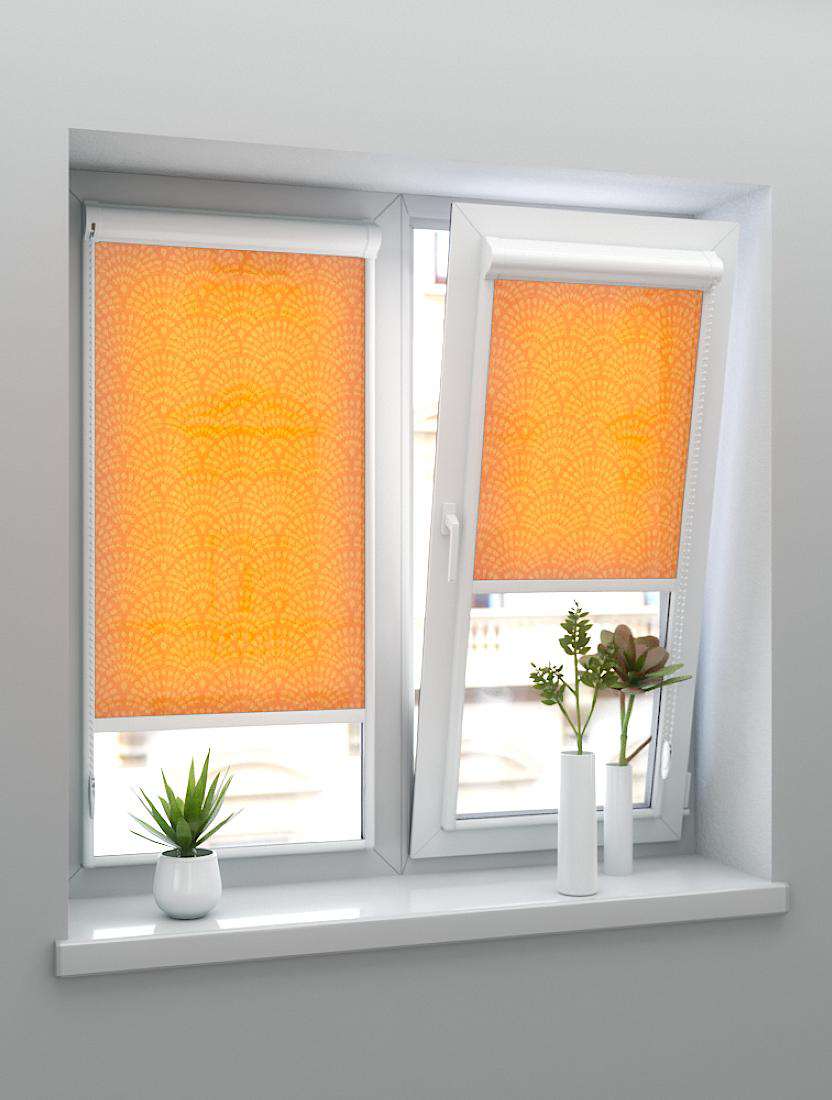 Рулонные шторы UNI-2 с пружиной АЖУР 3499 оранжевый, 220 см