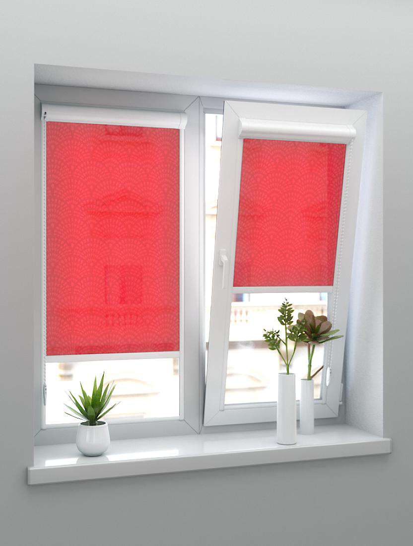 Рулонные шторы UNI-2 с пружиной АЖУР 4075 красный, 220 см