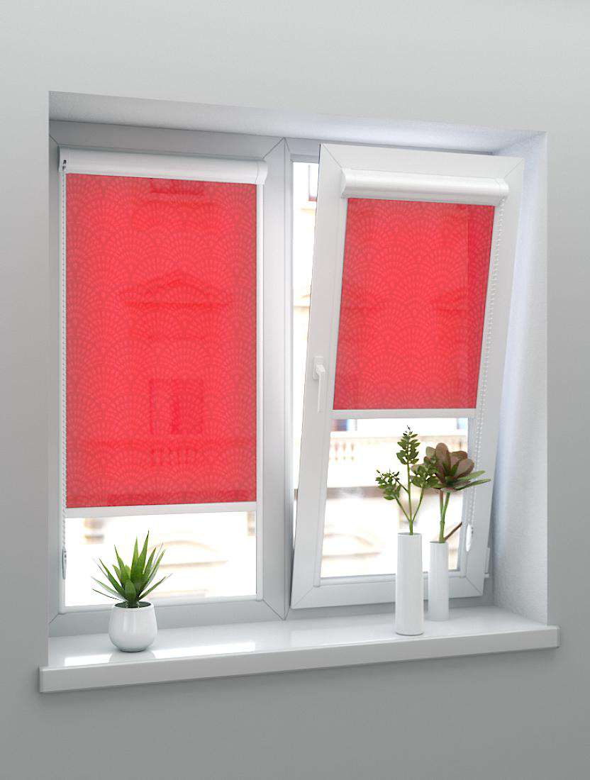 Рулонные шторы UNI-2 с пружиной АЖУР 4524 коралл, 220 см