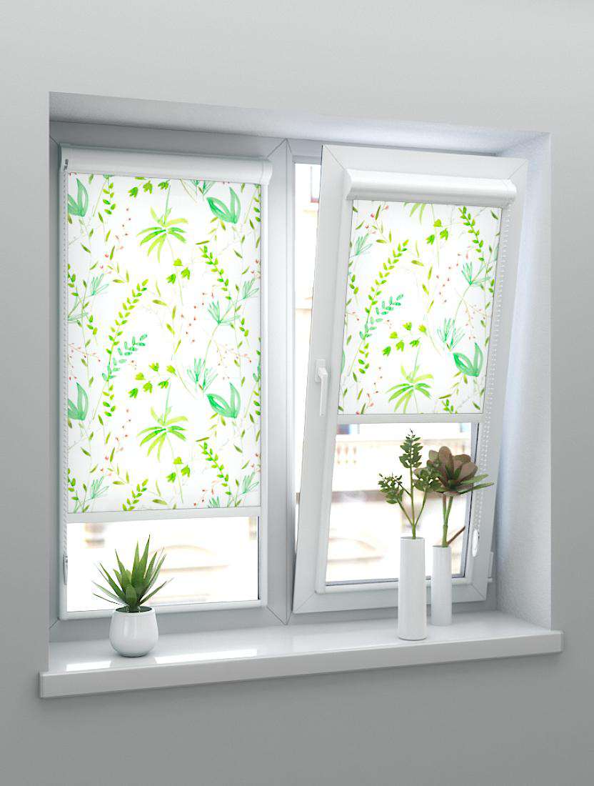 Рулонные шторы UNI-2 с пружиной ДЖУНГЛИ 0225 белый, 240 см