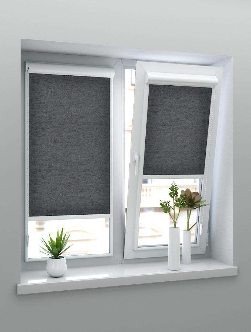 Рулонные шторы UNI-2 с пружиной ГЛИТТЕР 1854 графит, 240 см