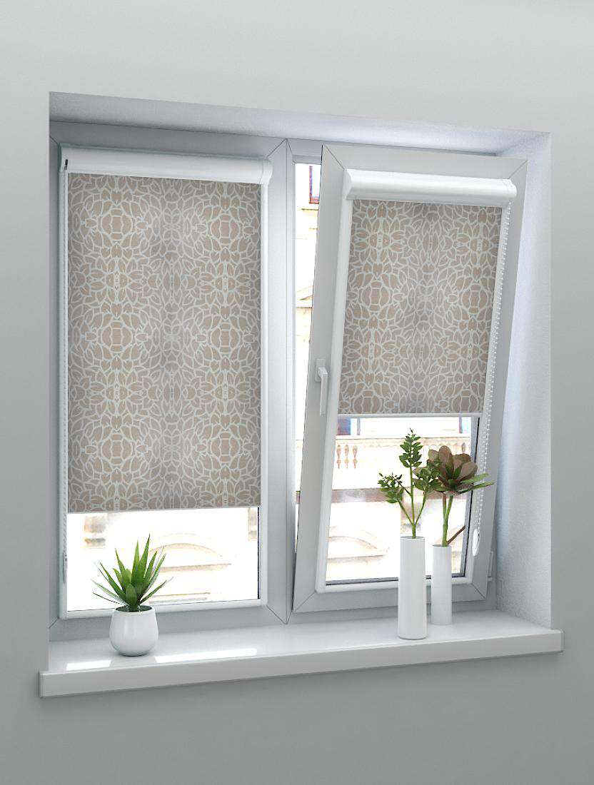 Рулонные шторы UNI-2 с пружиной ГУАНА 2406 бежевый, 200 см