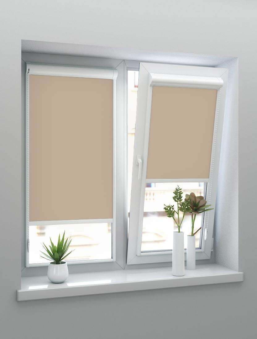 Рулонные шторы UNI-2 с пружиной ЮТА BLACK-OUT 2406 бежевый, 290 см