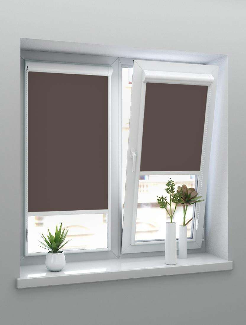 Рулонные шторы UNI-2 с пружиной ЮТА BLACK-OUT 2870 коричневый, 290 см