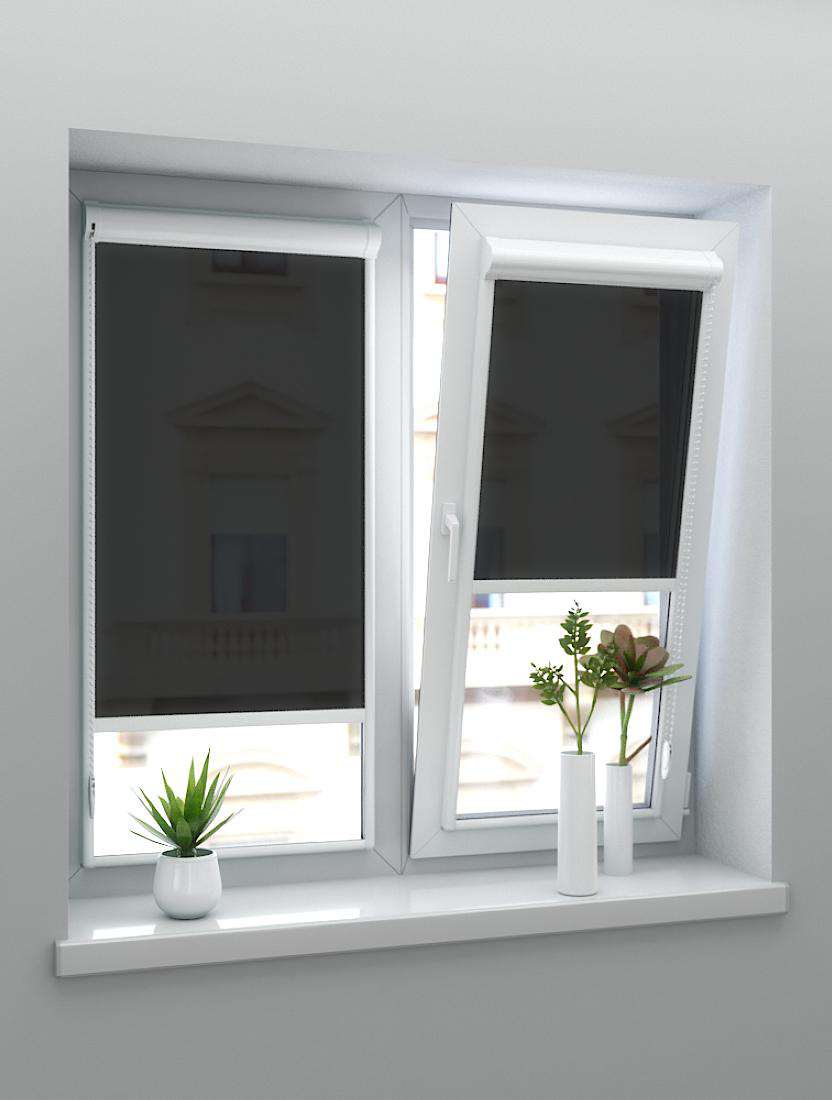 Рулонные шторы UNI-2 с пружиной ОМЕГА 1908 черный 300 см