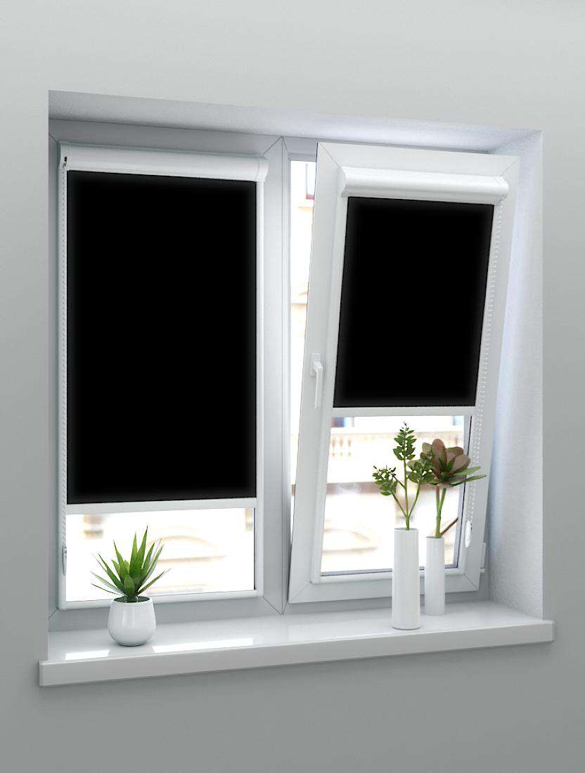 Рулонные шторы UNI-2 с пружиной ОМЕГА BLACK-OUT 1908 черный 300 см