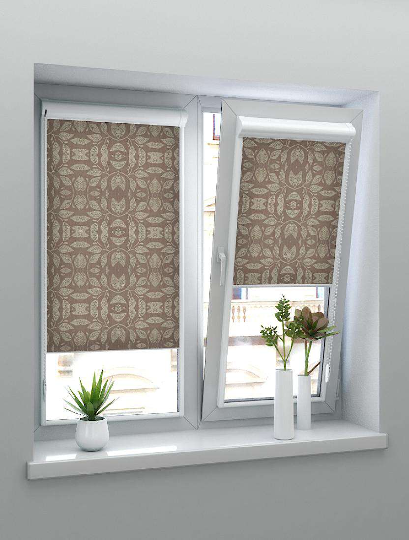 Рулонные шторы UNI-2 с пружиной РАПСОДИЯ 2865 мокко, 200 см