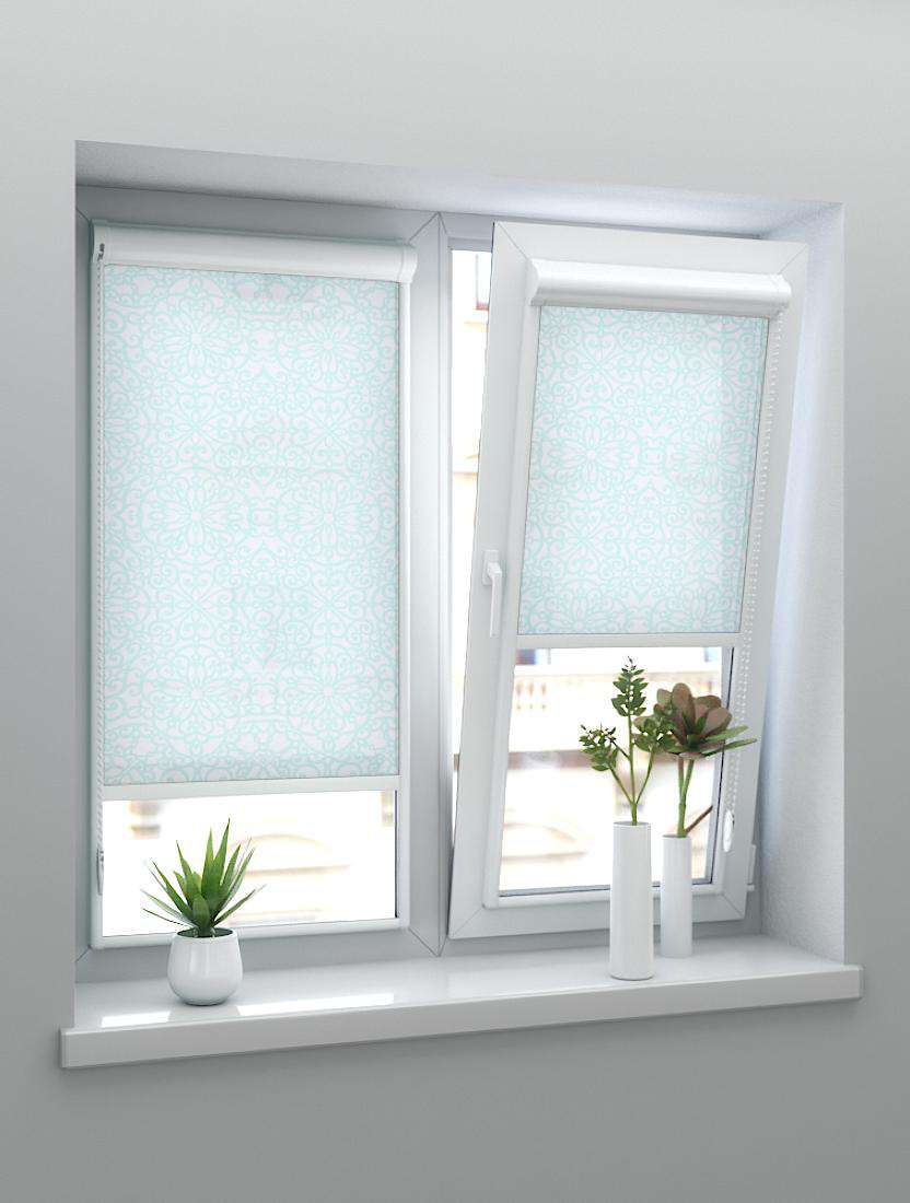 Рулонные шторы UNI-2 с пружиной САМИРА 5612 бирюзовый, 240 см