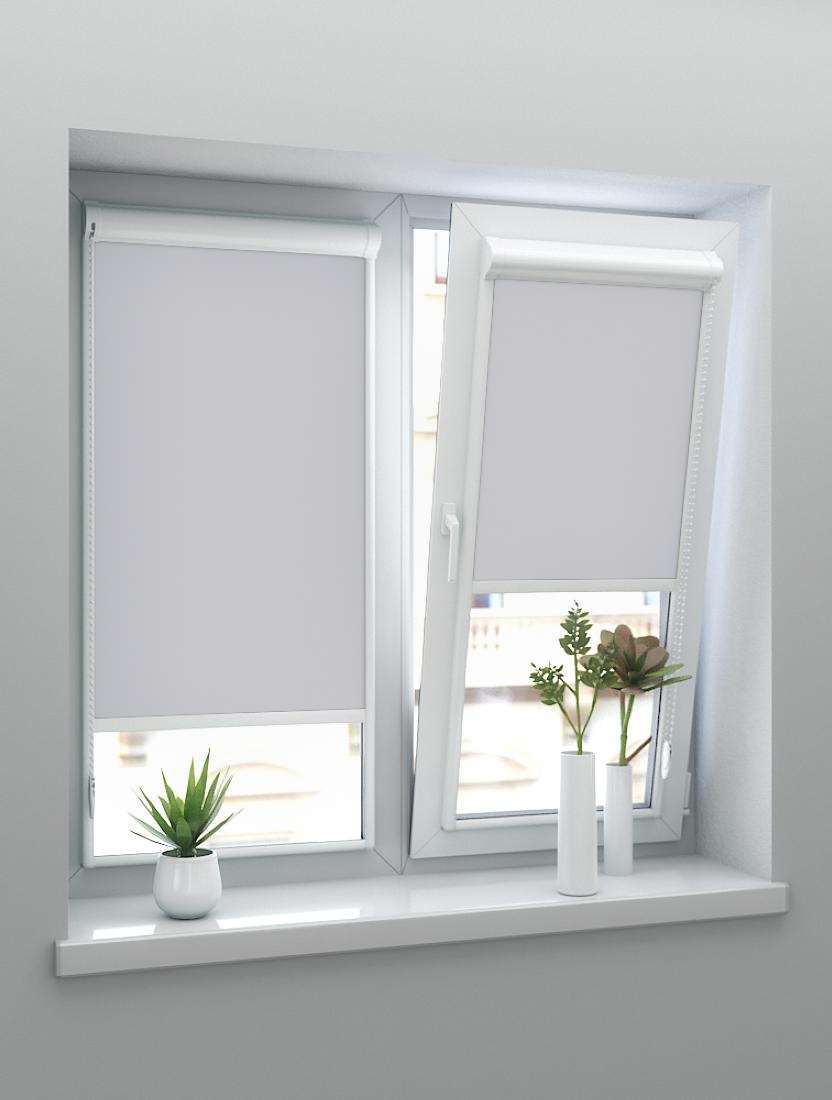 Рулонные шторы UNI-2 с пружиной САТИН BLACK-OUT 1608 св. серый, 195 см