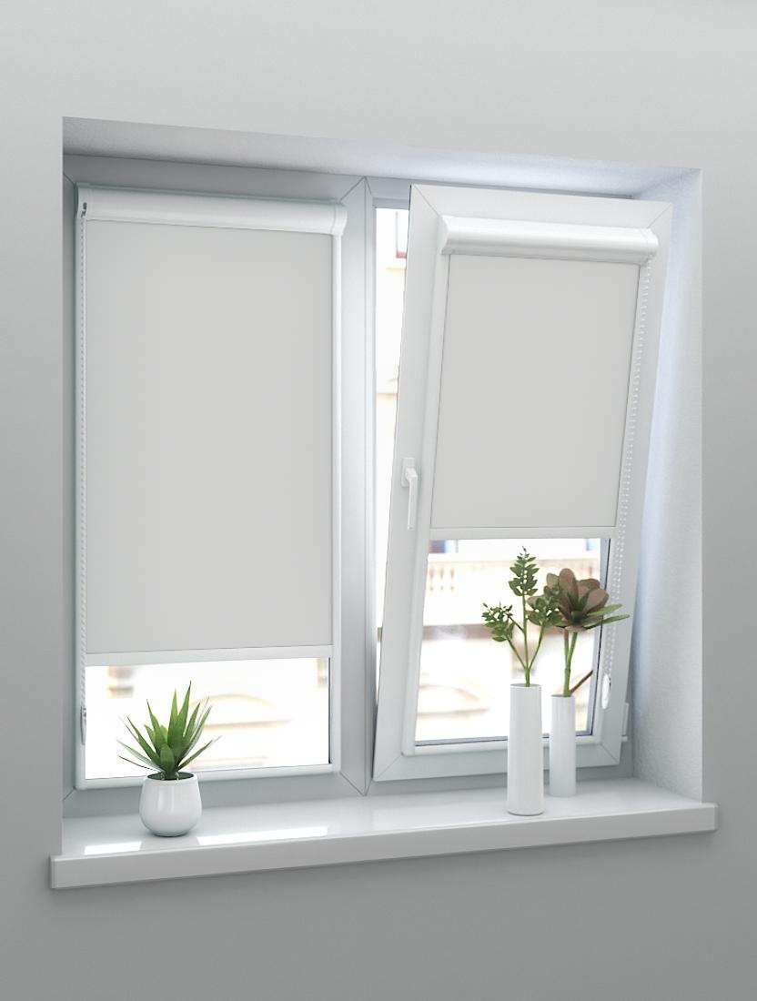 Рулонные шторы UNI-2 с пружиной САТИН BLACK-OUT 7013 серебро, 195 см