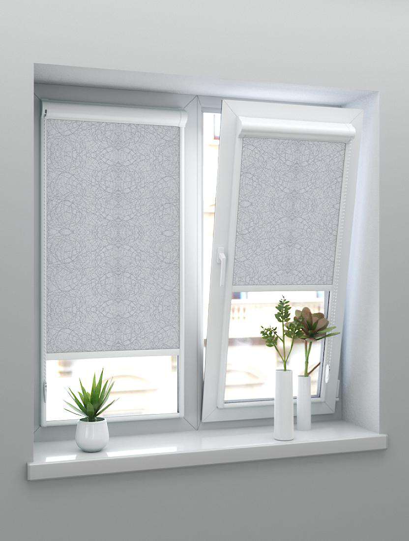 Рулонные шторы UNI-2 с пружиной СФЕРА BLACK-OUT 1608 св. серый 220см