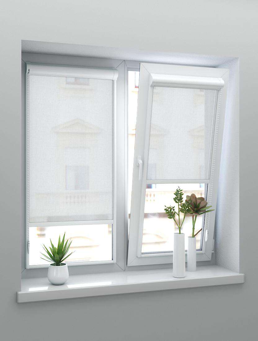 Рулонные шторы UNI-2 с пружиной ВУАЛЬ 0225 белый 240 см