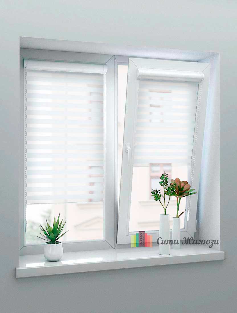 Рулонные шторы Зебра UNI-1 зебра ЛОТОС 0225 белый, 280 см