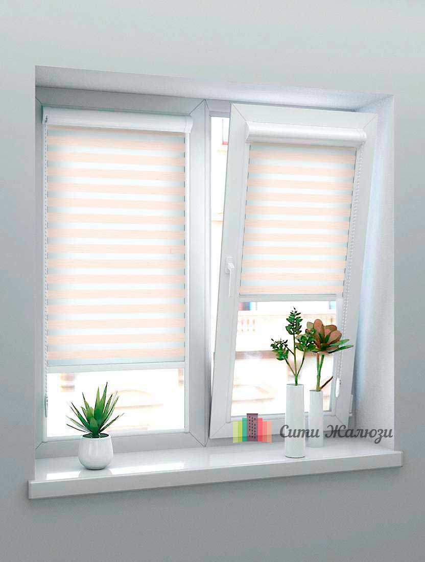 Рулонные шторы Зебра UNI-1 зебра ЛЕН 2261 светло-бежевый, 240 см