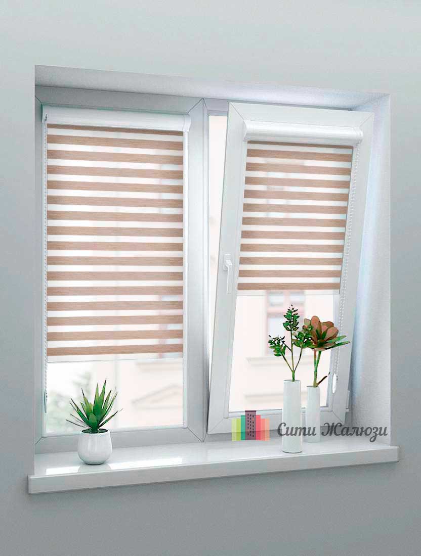 Рулонные шторы Зебра UNI-1 зебра ЛОТОС 2748 капучино, 280 см