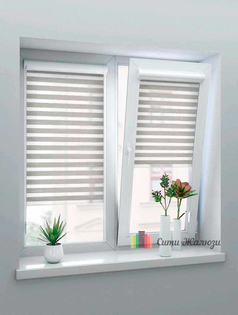 Рулонные шторы Зебра UNI-1 зебра ЛОТОС 1608 св. серый, 280 см