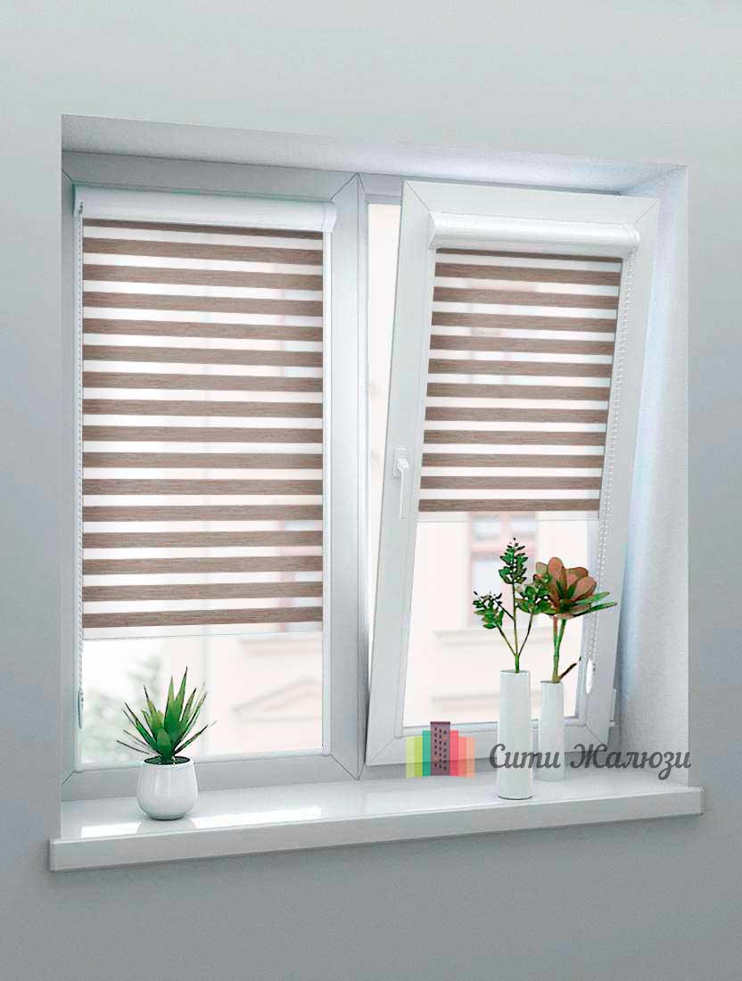 Рулонные шторы Зебра UNI-1 зебра ЛОТОС 2868 св. коричневый, 280 см