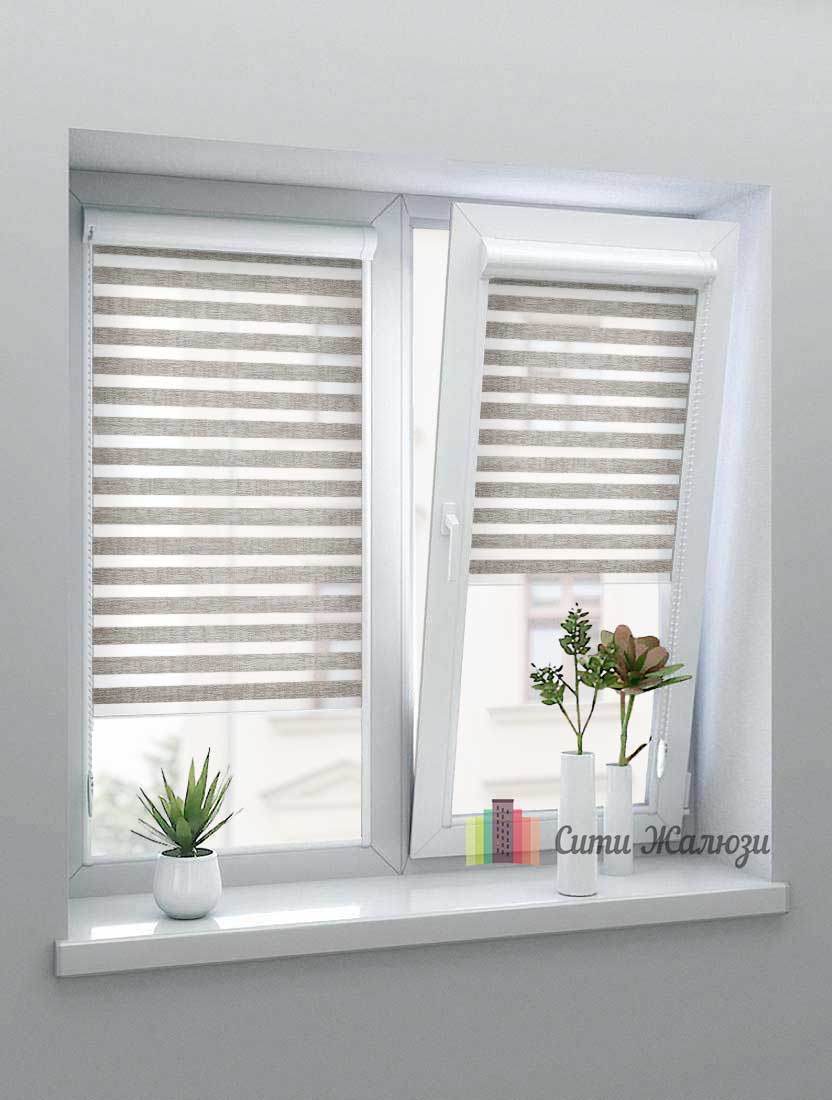 Рулонные шторы Зебра UNI-1 зебра АУРА 2406 бежевый, 300 см