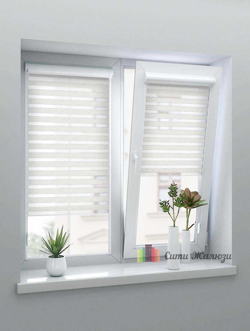 Рулонные шторы Зебра UNI-1 зебра АУРА 0225 белый, 300 см