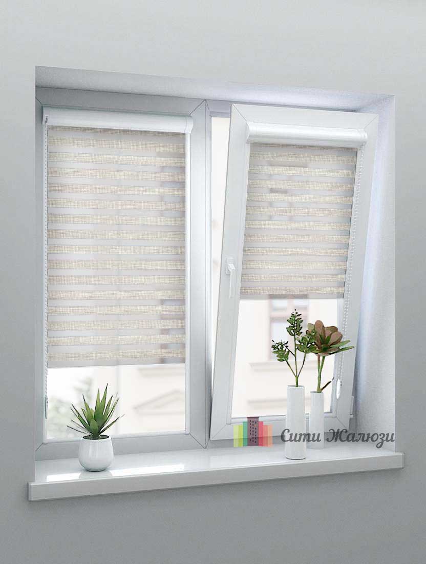 Рулонные шторы Зебра UNI-1 зебра ТОП 2406 бежевый, 280 см