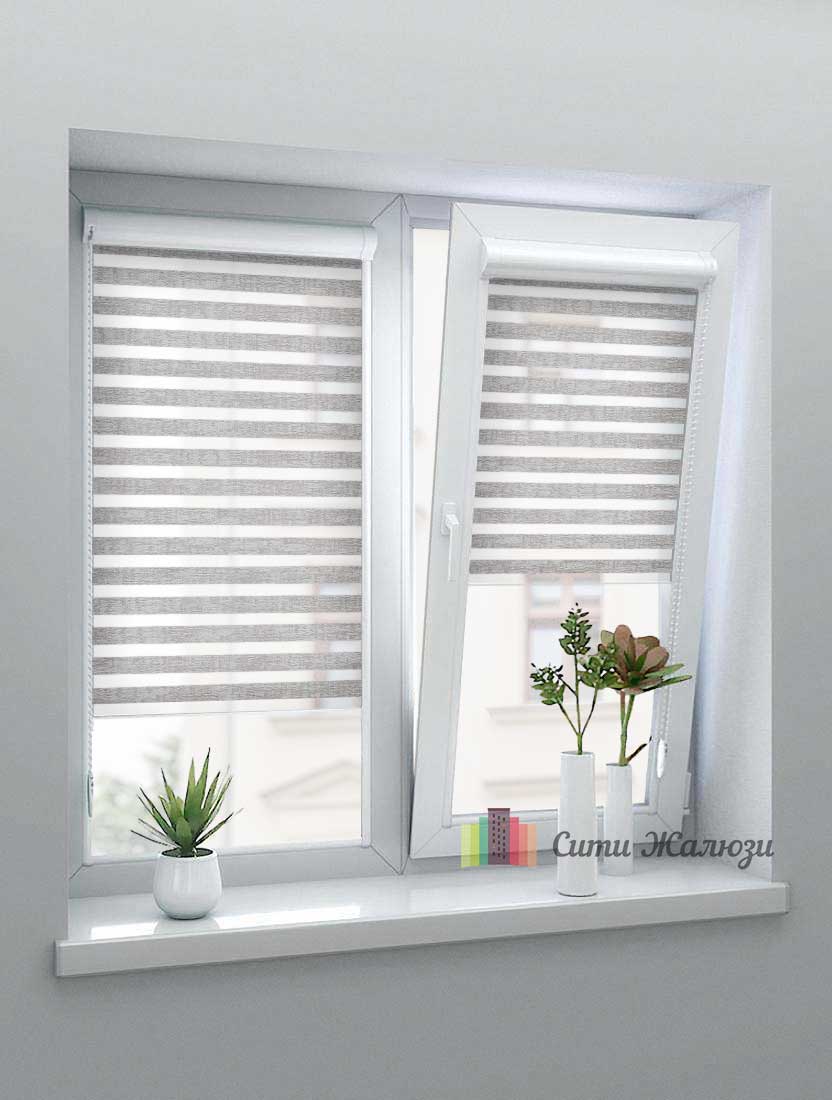 Рулонные шторы Зебра UNI-1 зебра АУРА 2868 светло-коричневый, 300 см