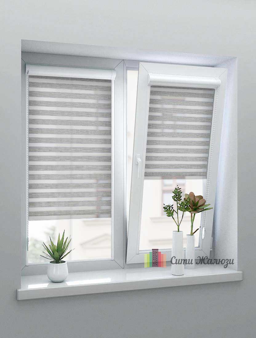 Рулонные шторы Зебра UNI-1 зебра ТОП 1608 св. серый, 280 см