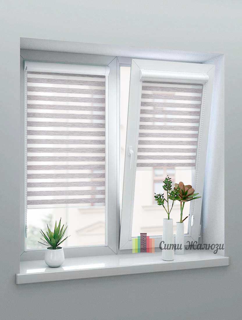 Рулонные шторы Зебра UNI-1 зебра БЕЛЛА 1852 серый, 300 см