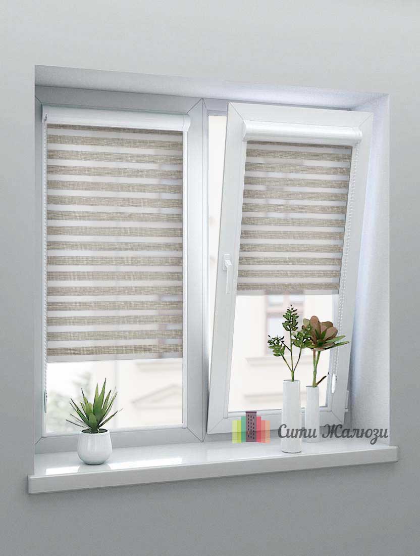 Рулонные шторы Зебра UNI-1 зебра ТОП 2270 песочный, 280 см