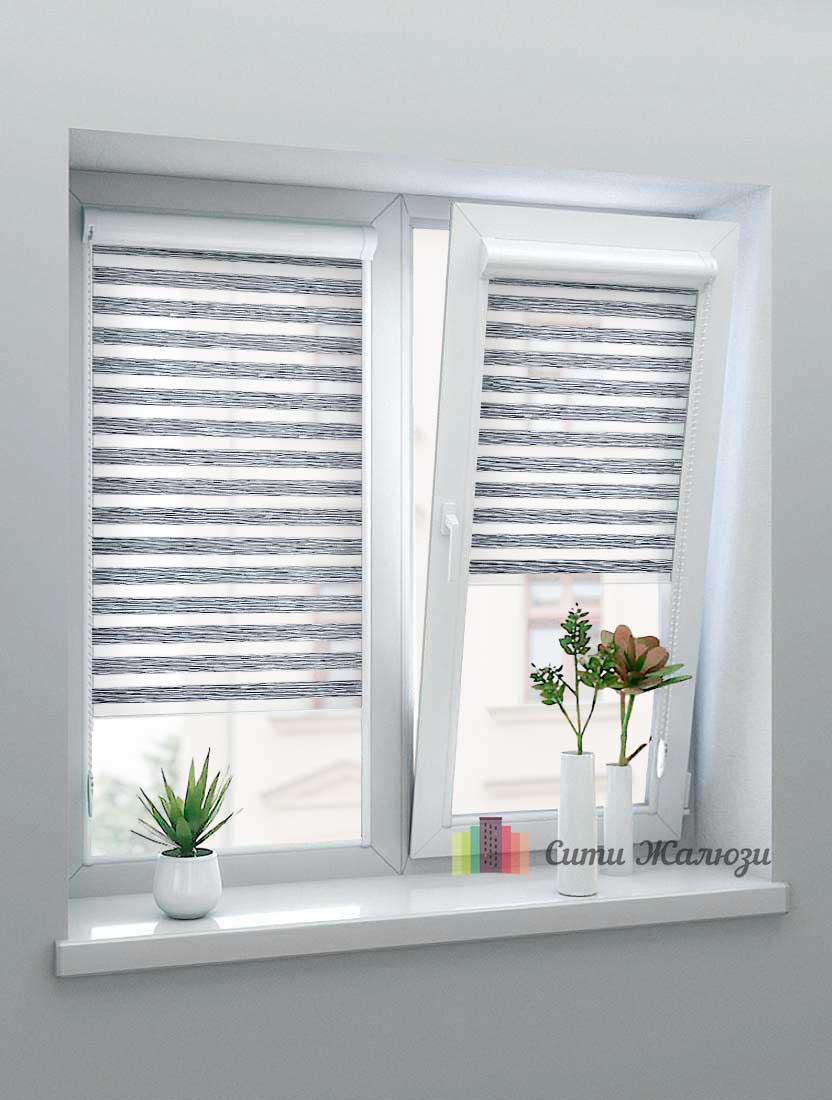 Рулонные шторы Зебра UNI-1 зебра БЕЛЛА 1881 темно-серый, 300 см