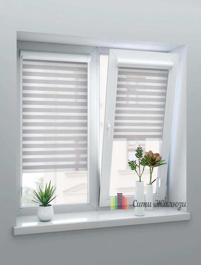 Рулонные шторы Зебра UNI-1 зебра ЛОРА 1852 серый, 300 см