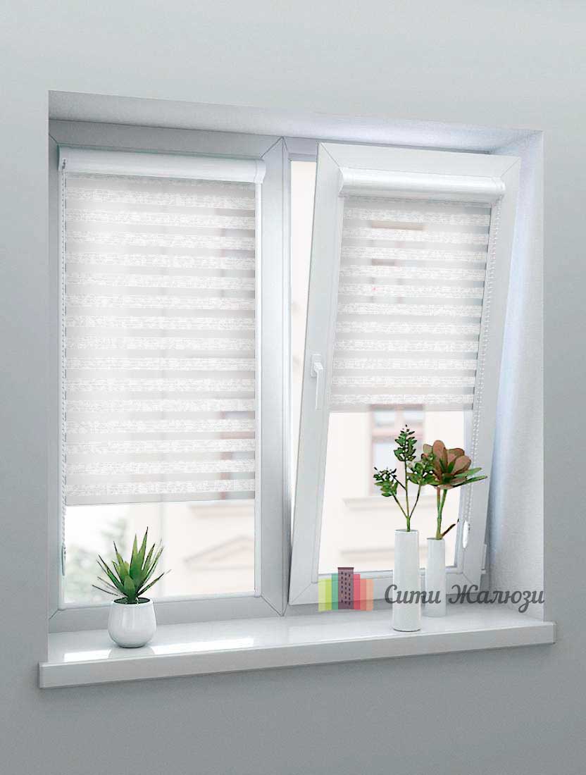 Рулонные шторы Зебра UNI-1 зебра КЛАУД 0225 белый, 300 см