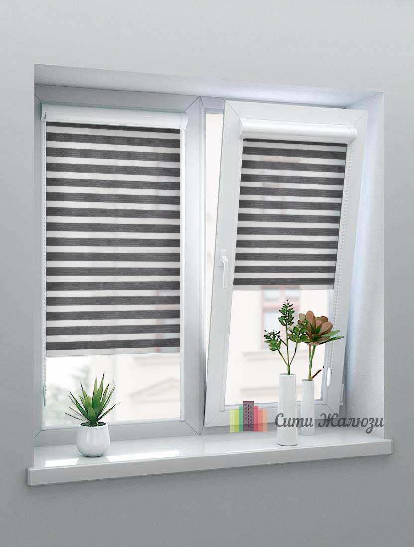 Рулонные шторы Зебра UNI-1 зебра ЛОРА 1854 графит, 300 см