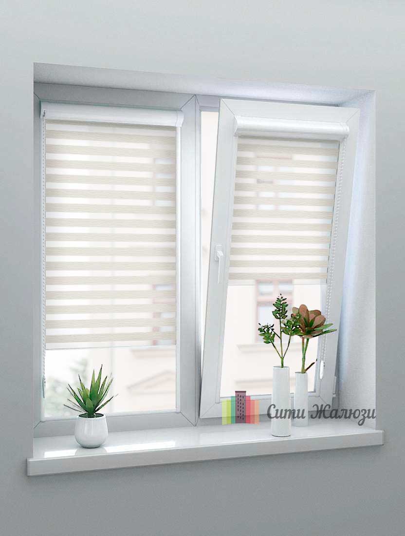 Рулонные шторы Зебра UNI-1 зебра БЕЛЛА 2259 магнолия, 300 см