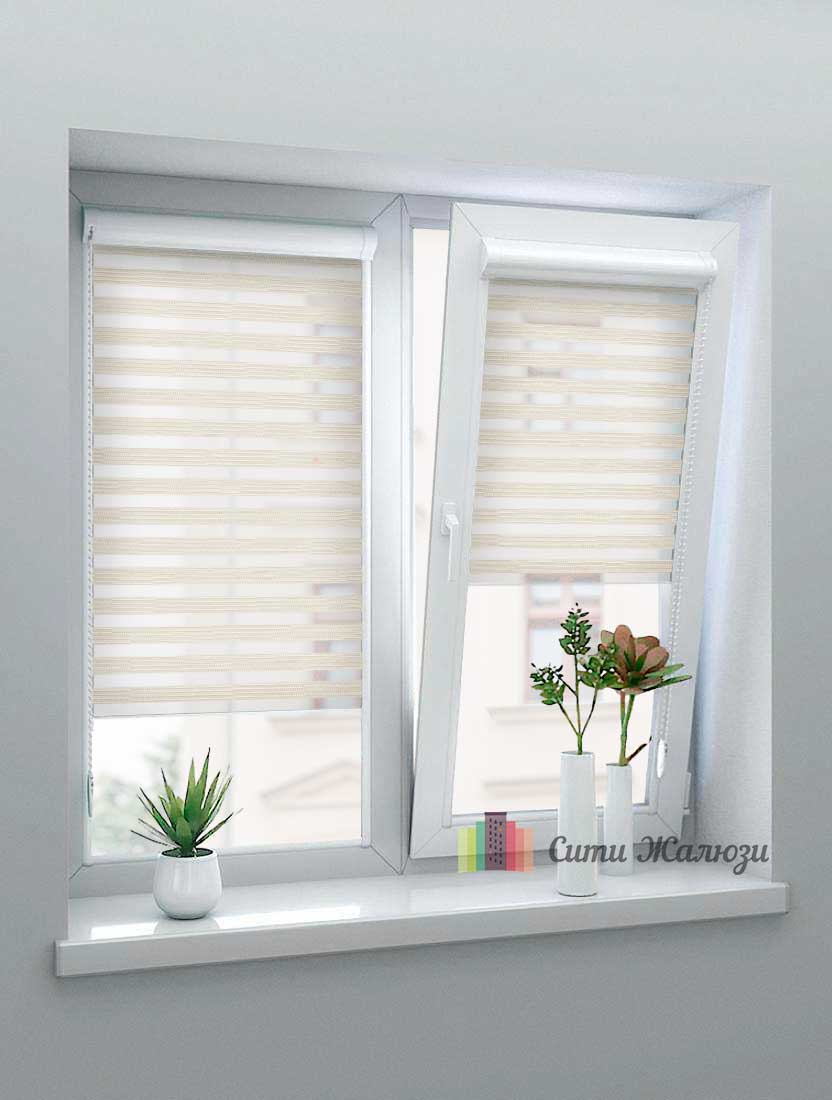 Рулонные шторы Зебра UNI-1 зебра ЛОРА 2261 светло-бежевый, 300 см