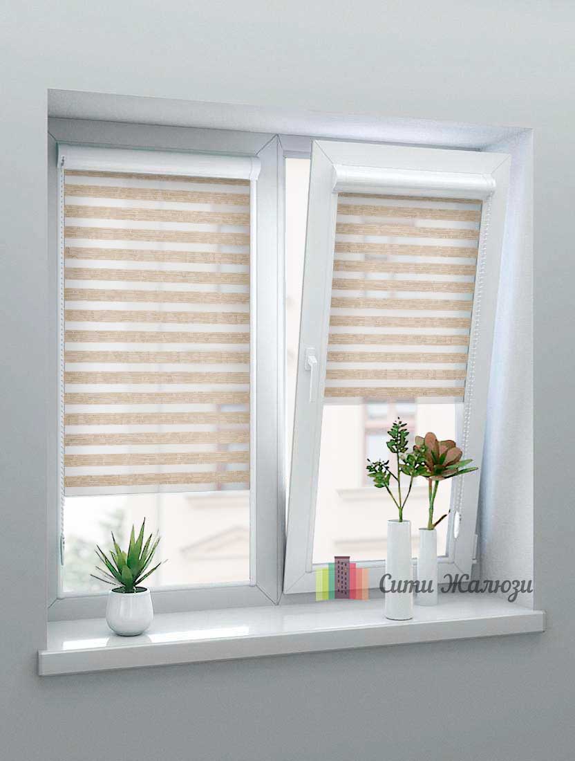 Рулонные шторы Зебра UNI-1 зебра КЛАУД 2406 бежевый, 300 см