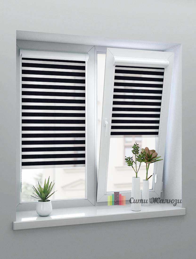 Рулонные шторы Зебра UNI-1 зебра СТАНДАРТ 1908 черный, 280 см