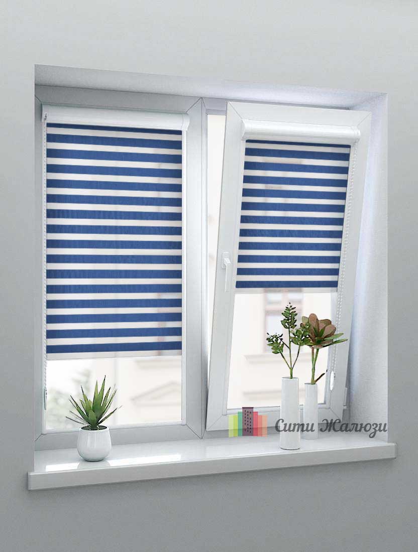 Рулонные шторы Зебра UNI-1 зебра СТАНДАРТ 5302 синий, 280 см