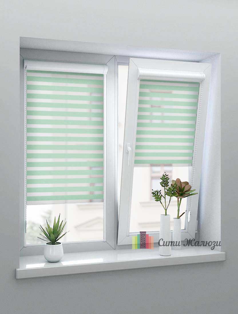 Рулонные шторы Зебра UNI-1 зебра СТАНДАРТ 5992 бирюза 280 см