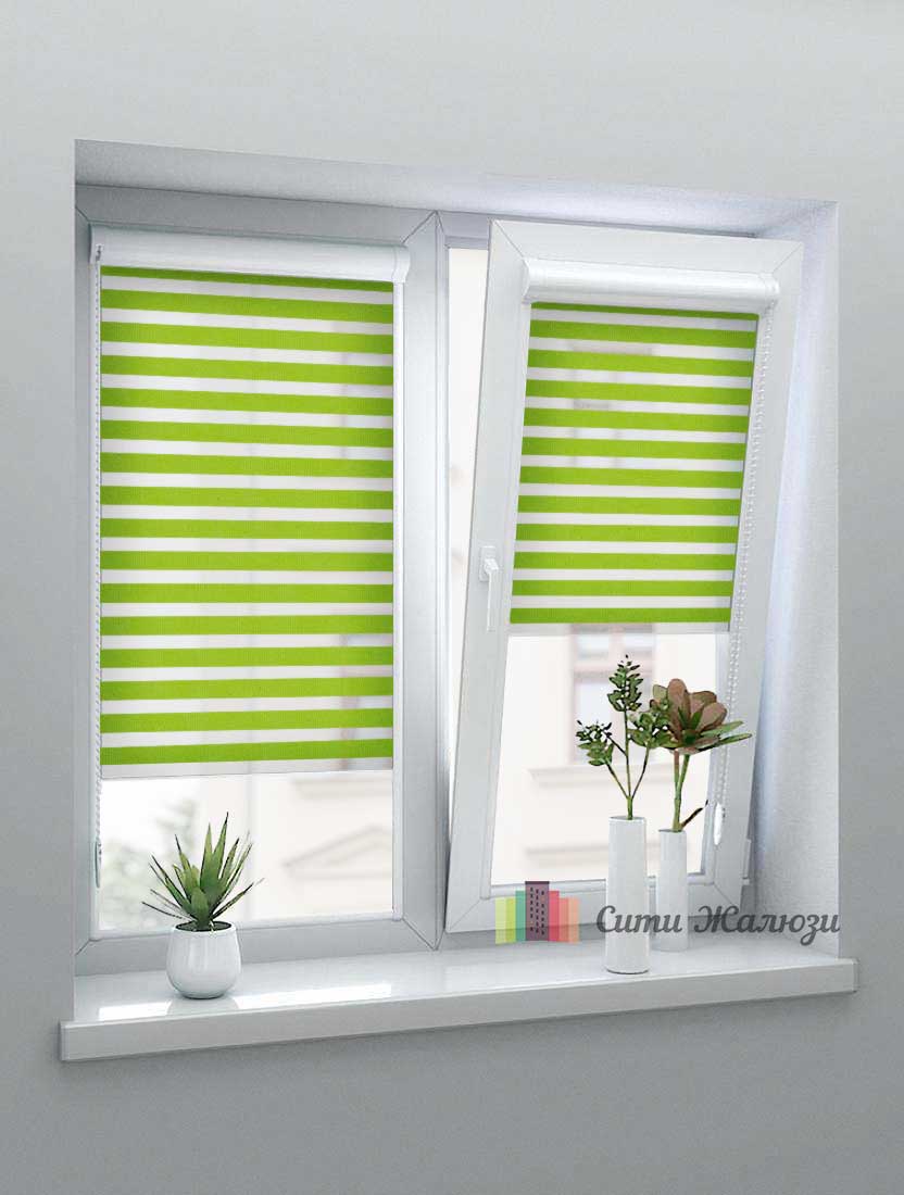 Рулонные шторы Зебра UNI-1 зебра СТАНДАРТ 5850 св.зеленый 280 см