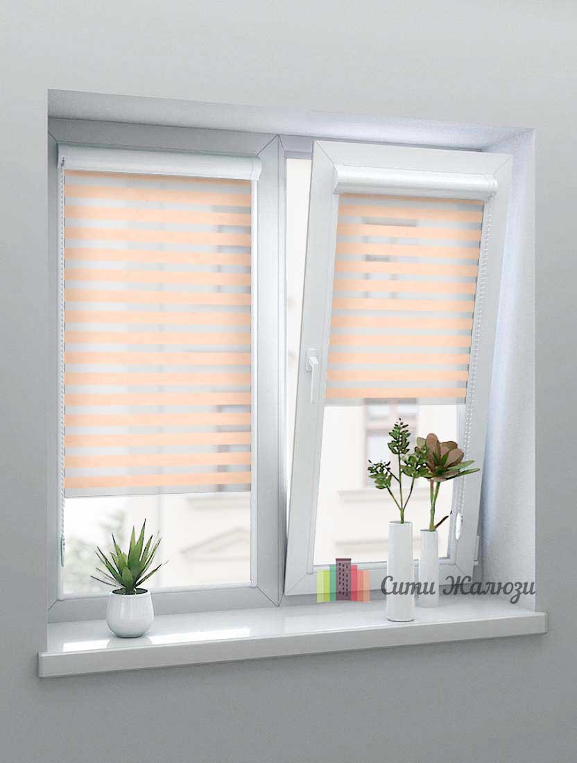 Рулонные шторы Зебра UNI-1 зебра СТАНДАРТ 4240 персик, 280 см