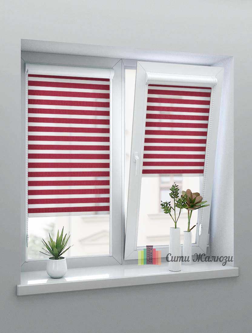 Рулонные шторы Зебра UNI-1 зебра СТАНДАРТ 4453 брусника, 280 см