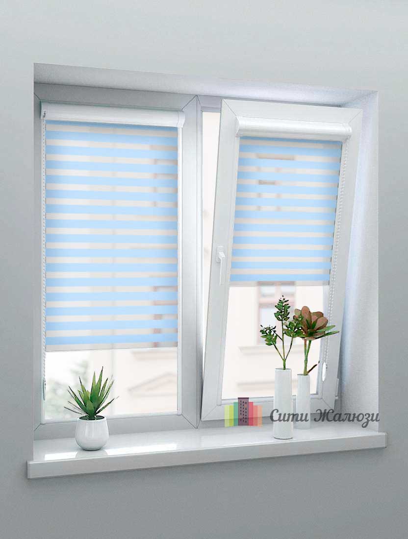 Рулонные шторы Зебра UNI-1 зебра СТАНДАРТ 5102 св. голубой, 280 см