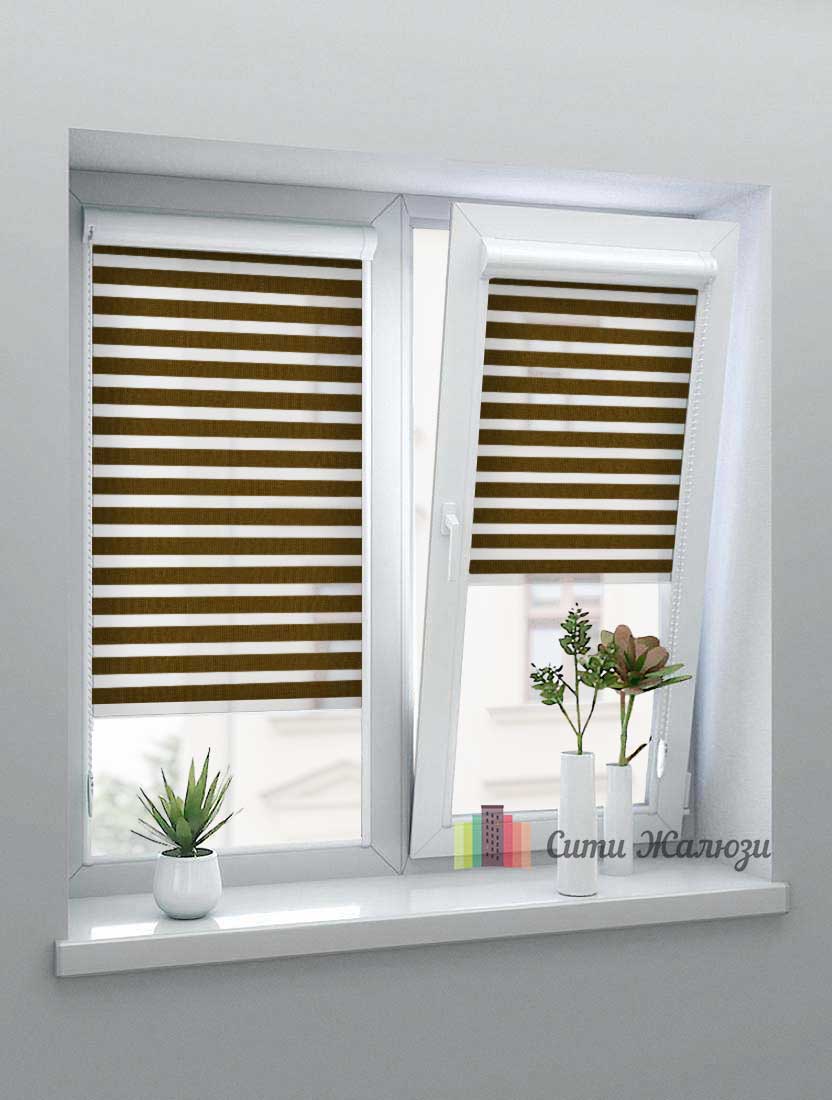 Рулонные шторы Зебра UNI-1 зебра СТАНДАРТ 2870 коричневый, 280 см