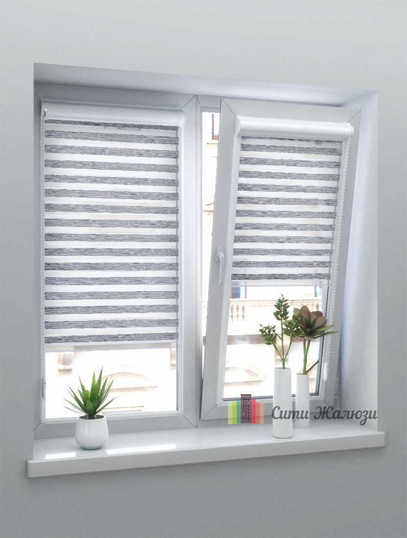 Рулонные шторы Зебра UNI-2 зебра БЕЛЛА 1852 серый, 300 см