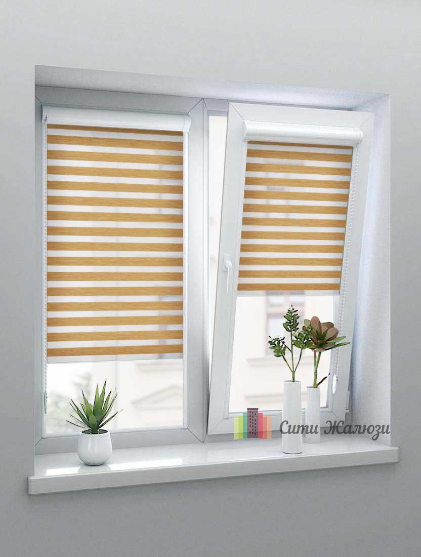 Рулонные шторы Зебра UNI-1 зебра МОНТАНА 7122 золото, 280см