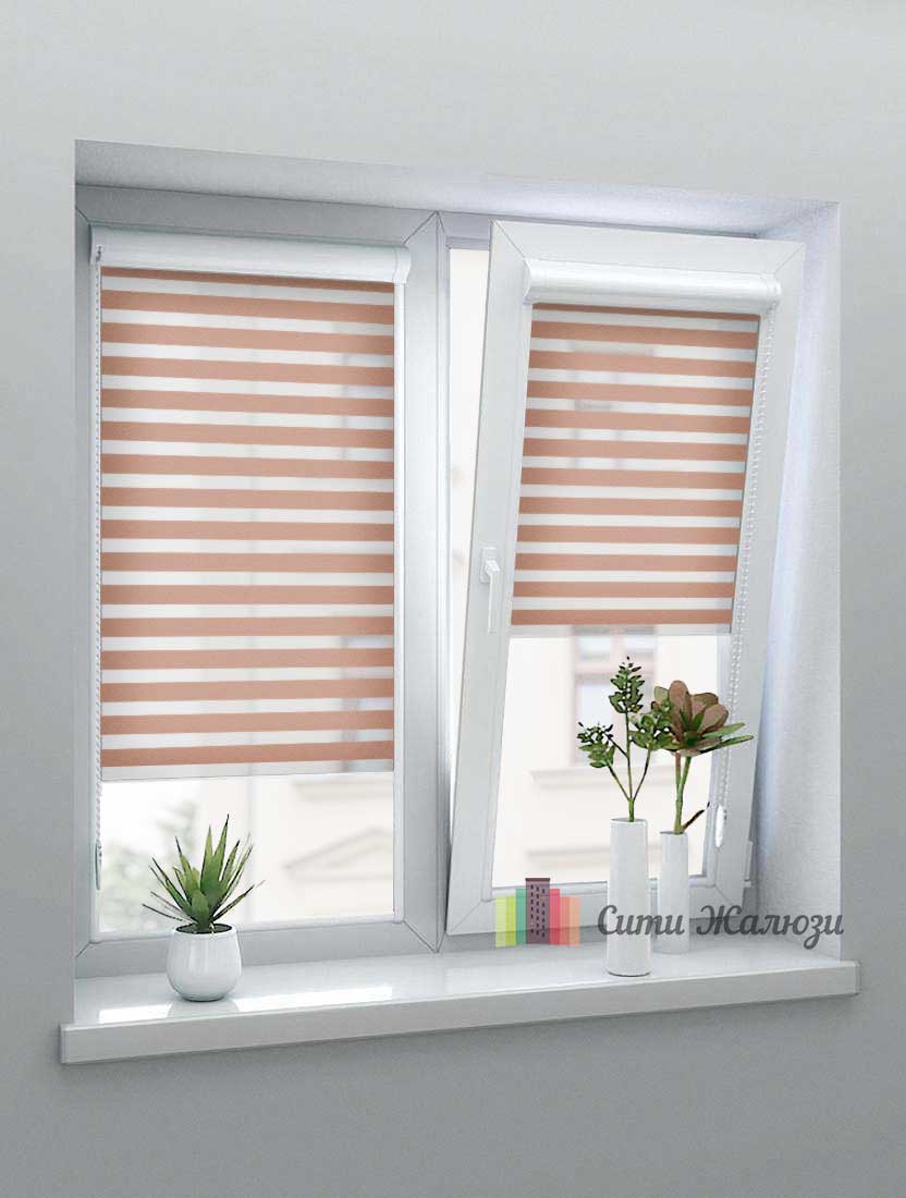 Рулонные шторы Зебра UNI-1 зебра СОФТ 2868 светло-коричневый, 280 см