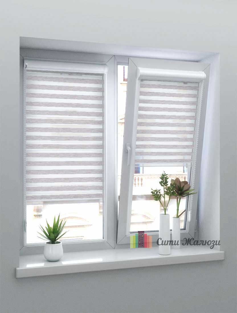 Рулонные шторы Зебра UNI-2 зебра БЕЛЛА 1608 св.-серый, 300 см