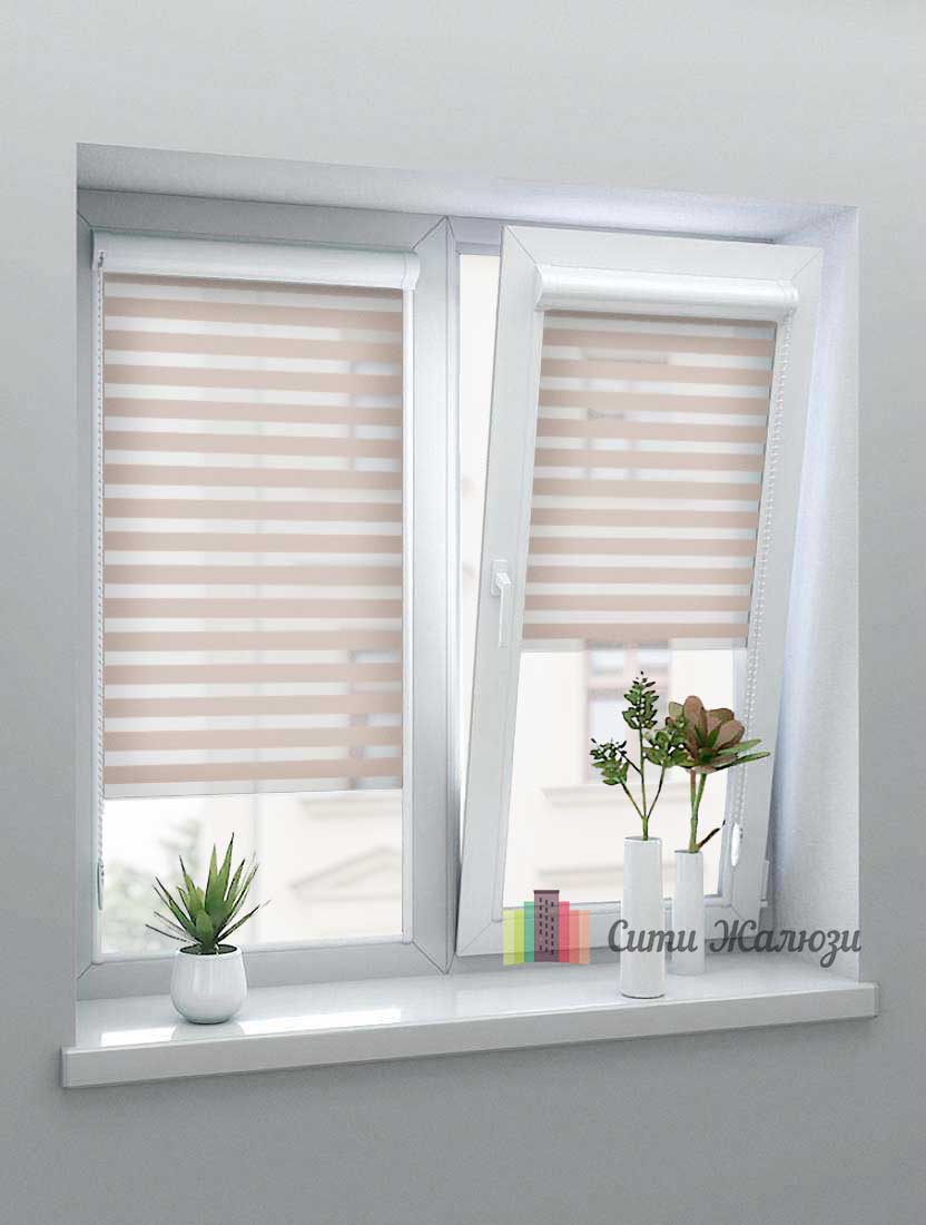 Рулонные шторы Зебра UNI-1 зебра СОФТ 2406 бежевый, 280см